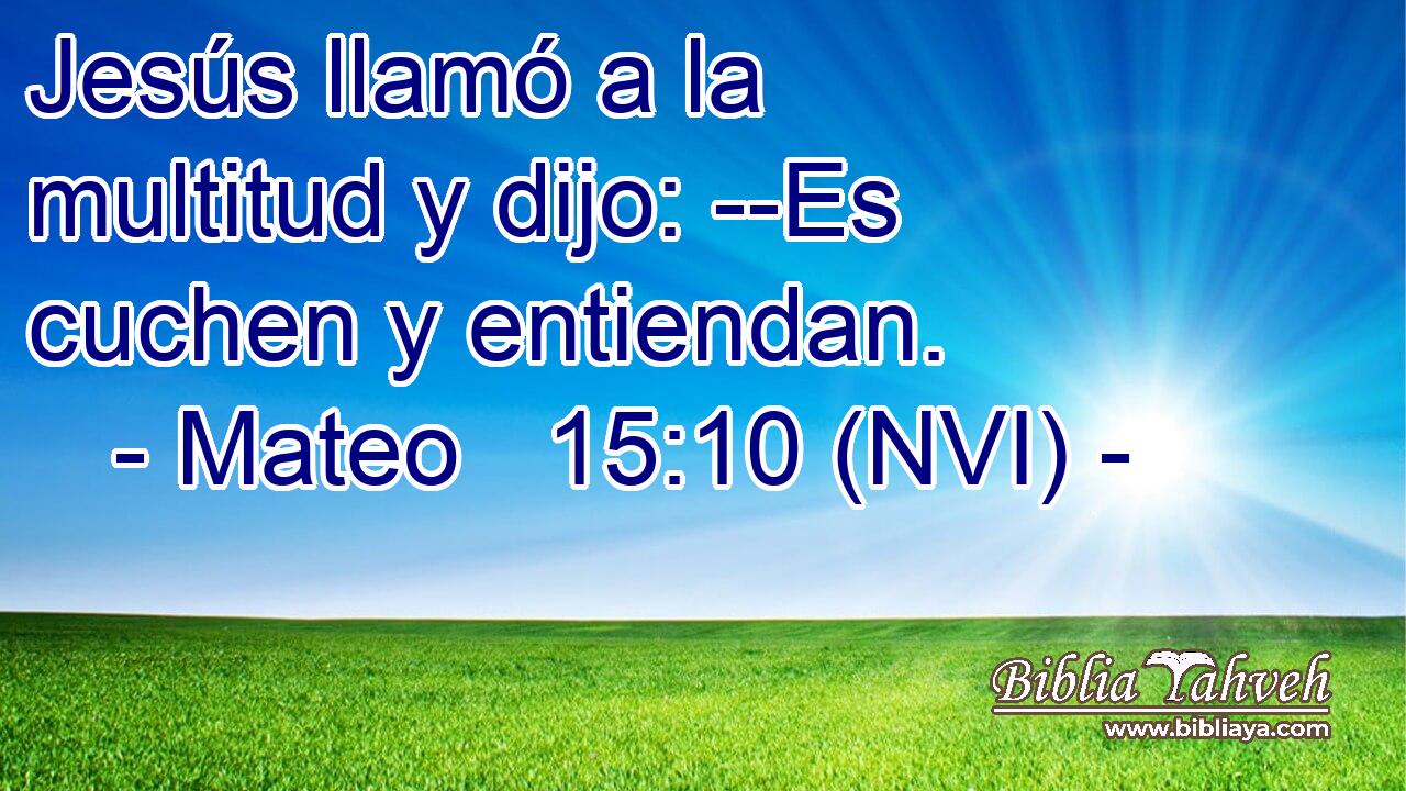  Jesús llamó a la multitud y dijo: --Es cuchen y entiendan. 