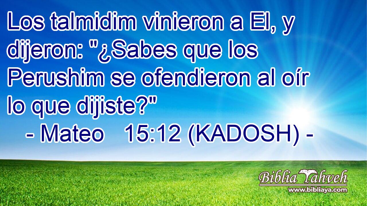  Los talmidim vinieron a El, y dijeron: 