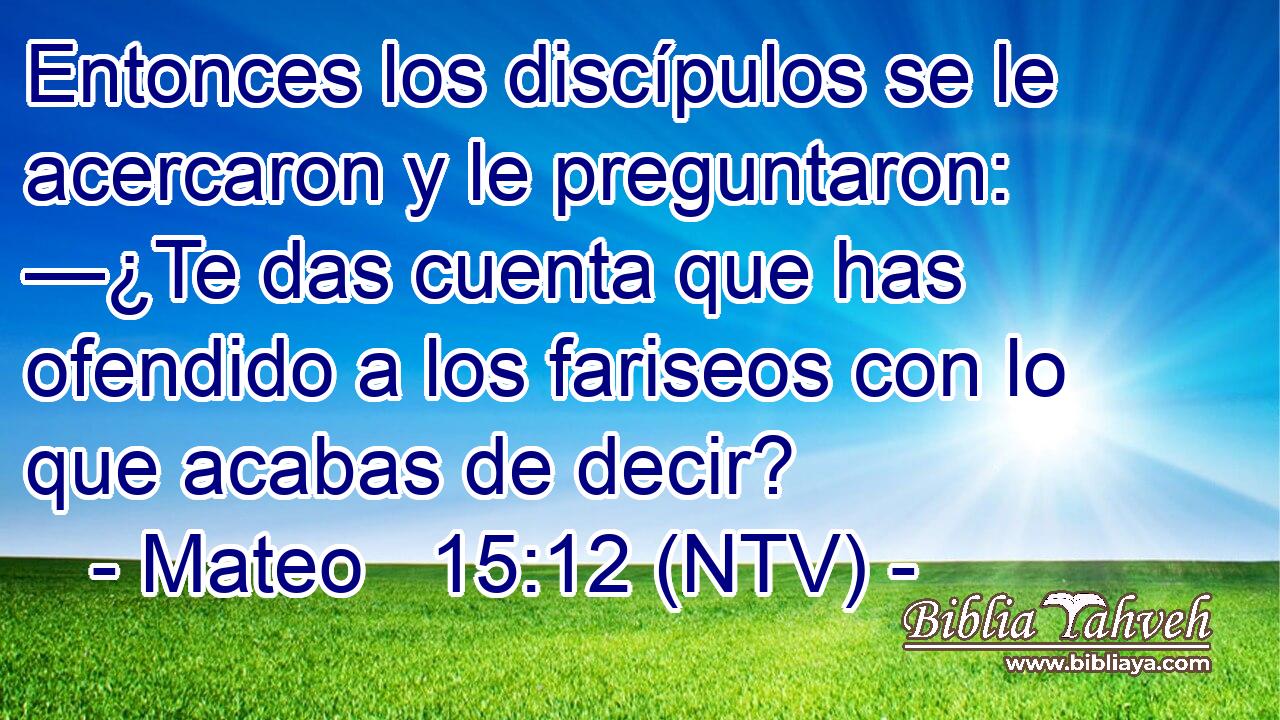 Entonces los discípulos se le acercaron y le preguntaron: —¿Te das cuenta que has ofendido a los fariseos con lo que acabas de decir?