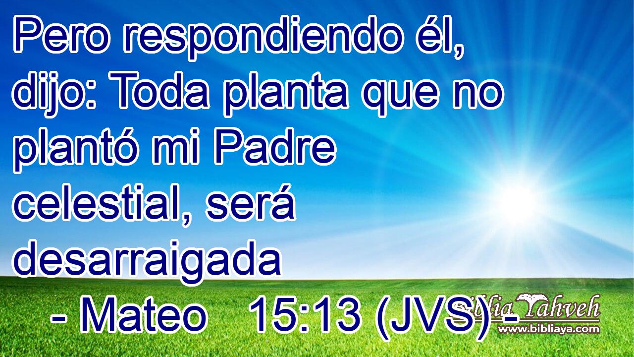 Pero respondiendo él, dijo: Toda planta que no plantó mi Padre celestial, será desarraigada