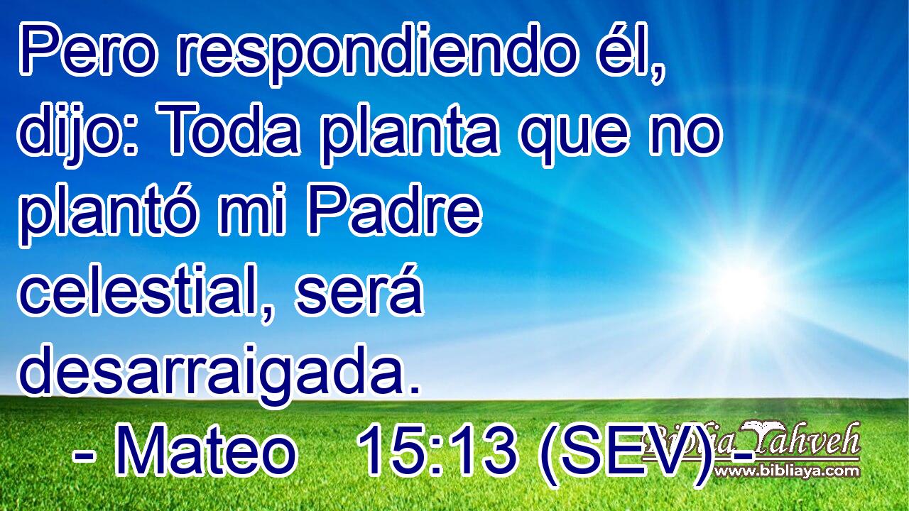 Pero respondiendo él, dijo: Toda planta que no plantó mi Padre celestial, será desarraigada.