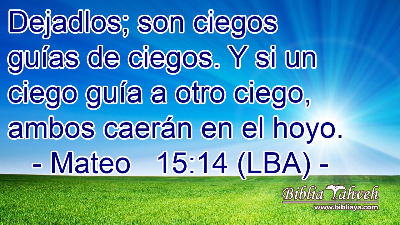 Dejadlos; son ciegos guías de ciegos. Y si un ciego guía a otro ciego, ambos caerán en el hoyo.