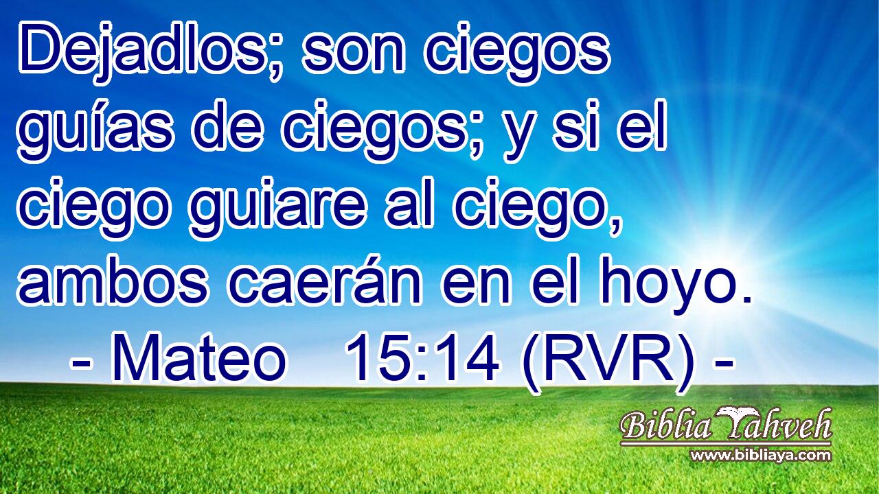 Dejadlos; son ciegos guías de ciegos; y si el ciego guiare al ciego, ambos caerán en el hoyo.