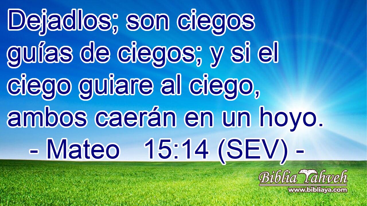 Dejadlos; son ciegos guías de ciegos; y si el ciego guiare al ciego, ambos caerán en un hoyo.