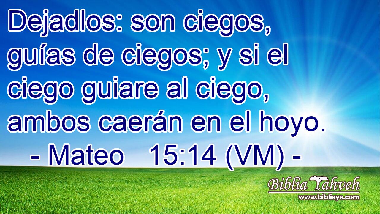  Dejadlos: son ciegos, guías de ciegos; y si el ciego guiare al ciego, ambos caerán en el hoyo. 