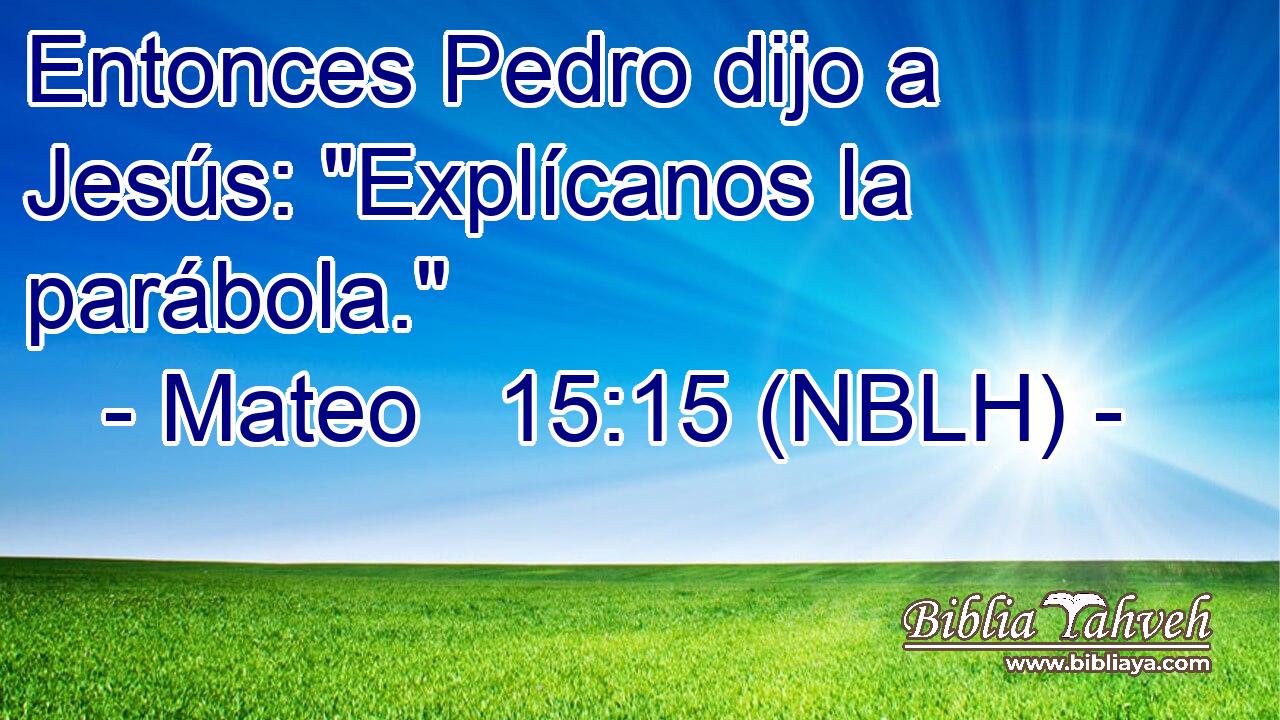  Entonces Pedro dijo a Jesús: 
