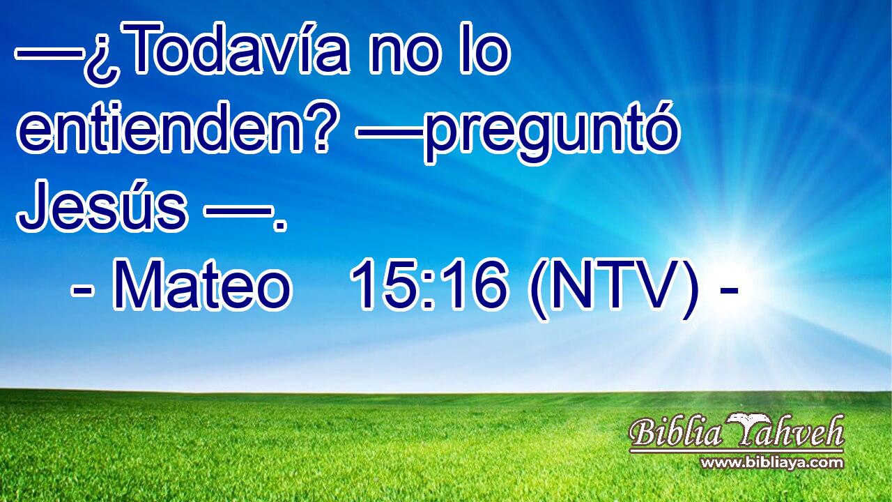 —¿Todavía no lo entienden? —preguntó Jesús —.