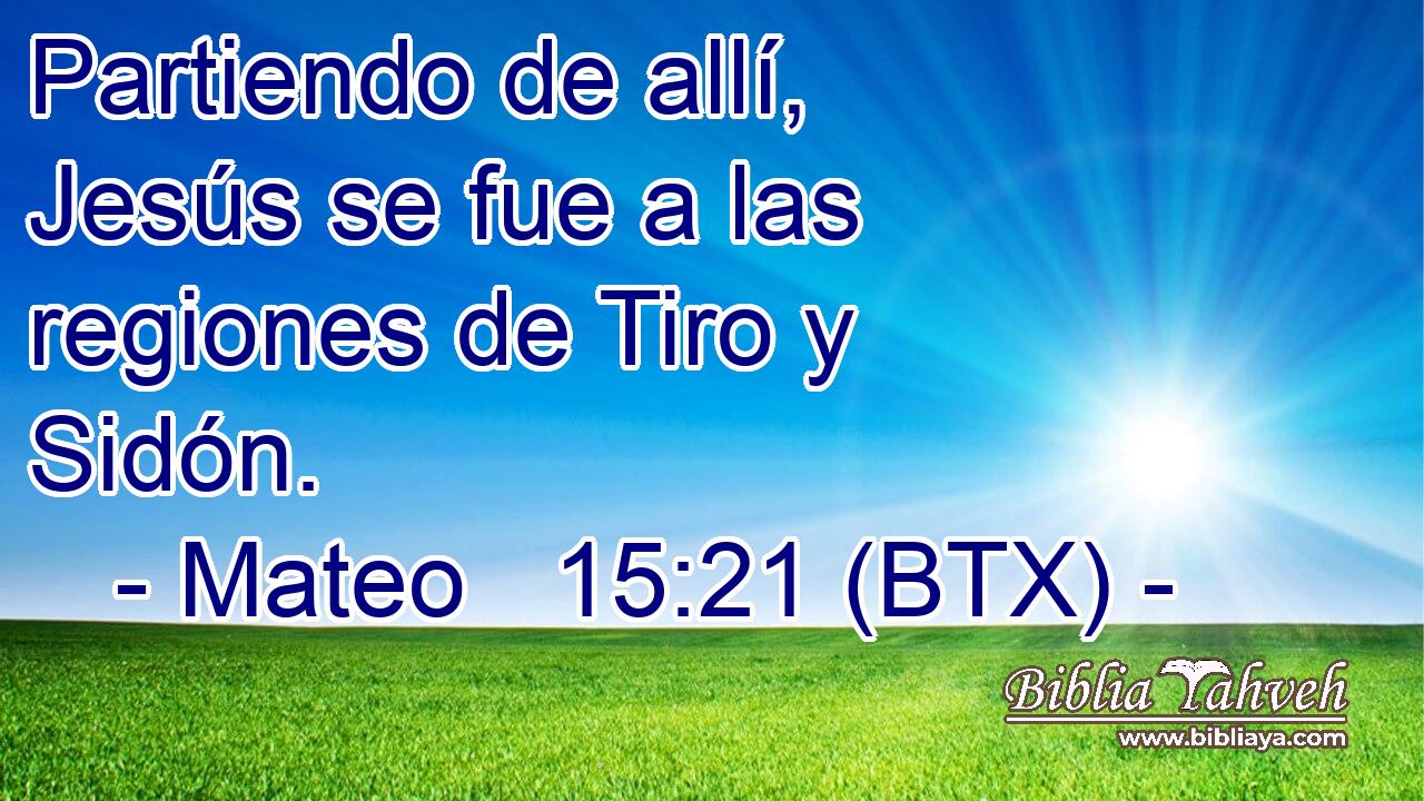 Partiendo de allí, Jesús se fue a las regiones de Tiro y Sidón.