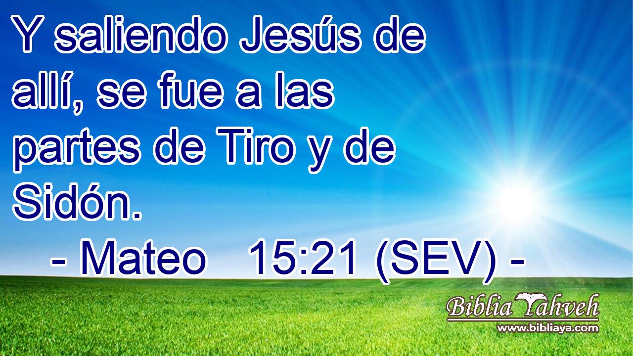 Y saliendo Jesús de allí, se fue a las partes de Tiro y de Sidón.