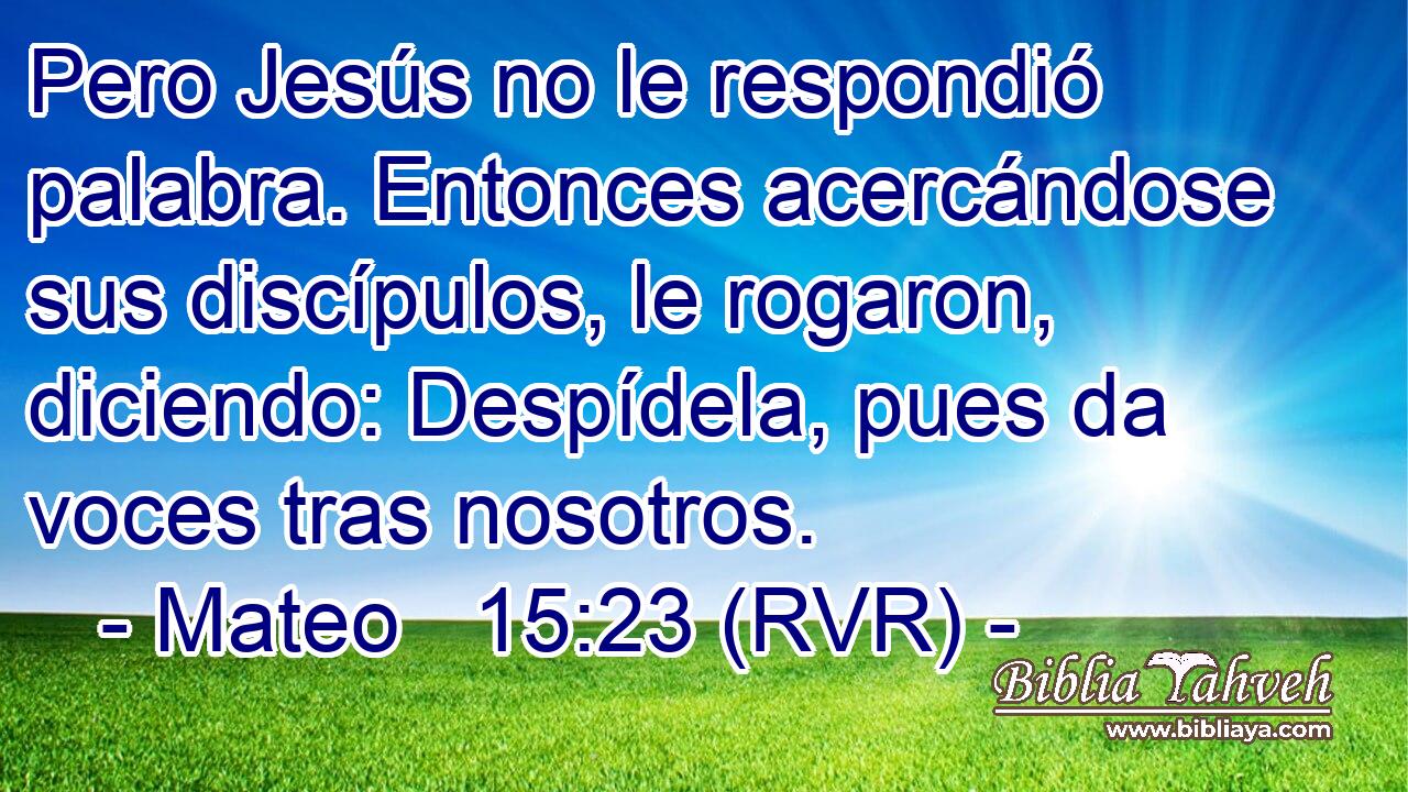 Pero Jesús no le respondió palabra. Entonces acercándose sus discípulos, le rogaron, diciendo: Despídela, pues da voces tras nosotros.