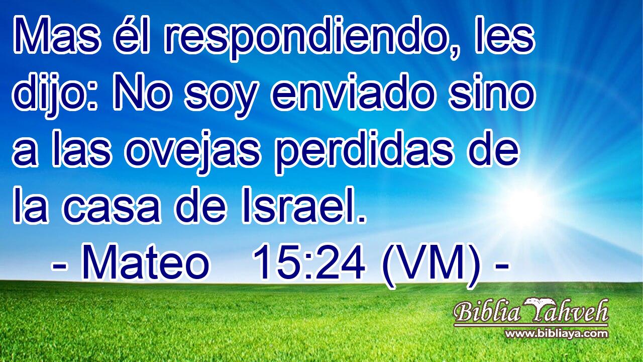  Mas él respondiendo, les dijo: No soy enviado sino a las ovejas perdidas de la casa de Israel. 