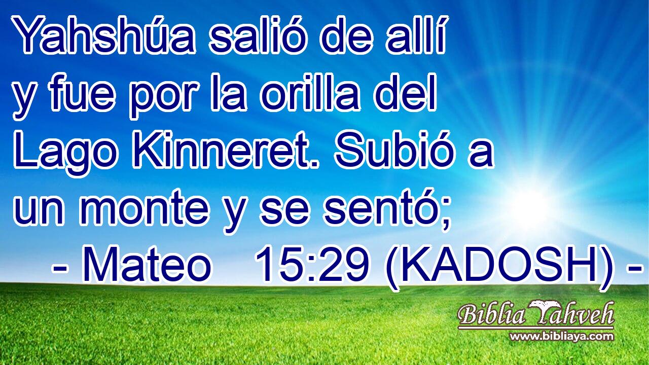  Yahshúa salió de allí y fue por la orilla del Lago Kinneret. Subió a un monte y se sentó; 