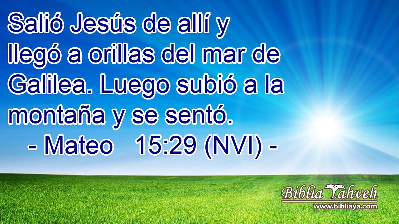  Salió Jesús de allí y llegó a orillas del mar de Galilea. Luego subió a la montaña y se sentó. 