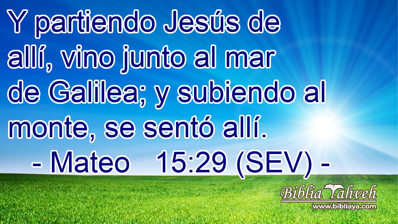 Y partiendo Jesús de allí, vino junto al mar de Galilea; y subiendo al monte, se sentó allí.