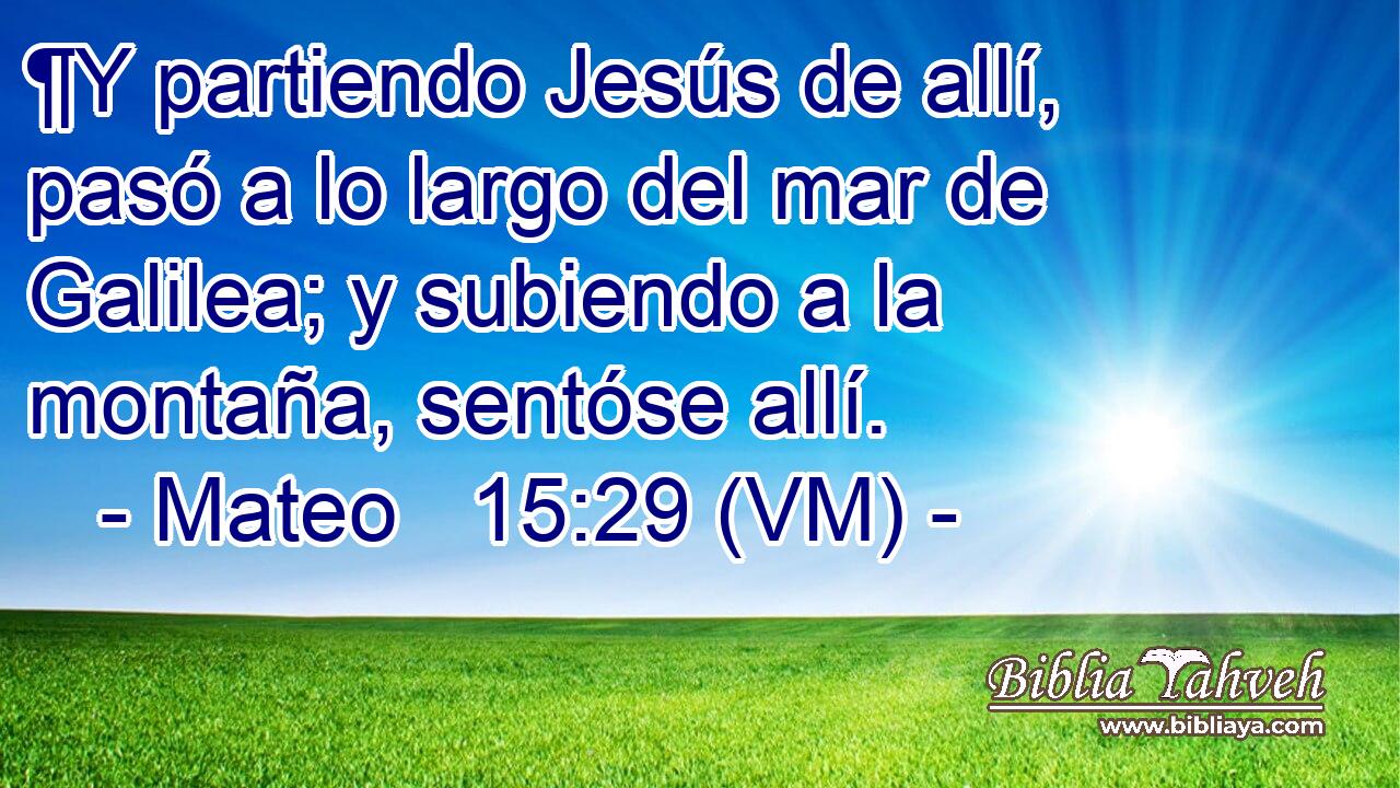  ¶Y partiendo Jesús de allí, pasó a lo largo del mar de Galilea; y subiendo a la montaña, sentóse allí. 