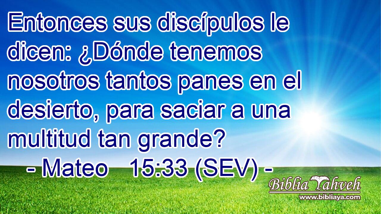 Entonces sus discípulos le dicen: ¿Dónde tenemos nosotros tantos panes en el desierto, para saciar a una multitud tan grande?