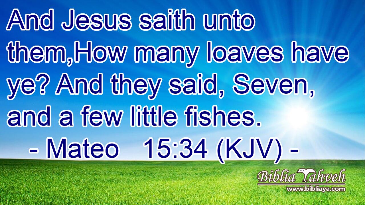 And Jesus saith unto them,How many loaves have ye? And they said, Seven, and a few little fishes.