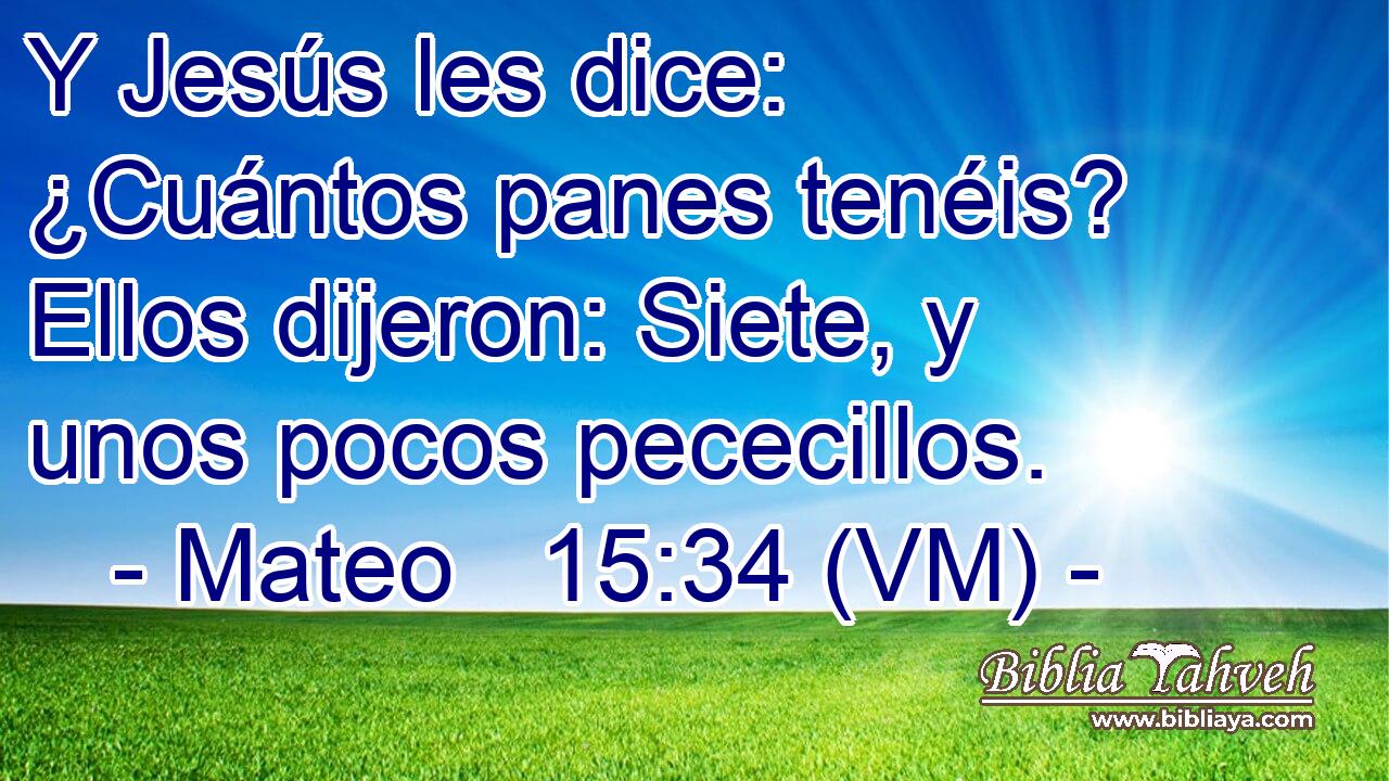  Y Jesús les dice: ¿Cuántos panes tenéis? Ellos dijeron: Siete, y unos pocos pececillos. 