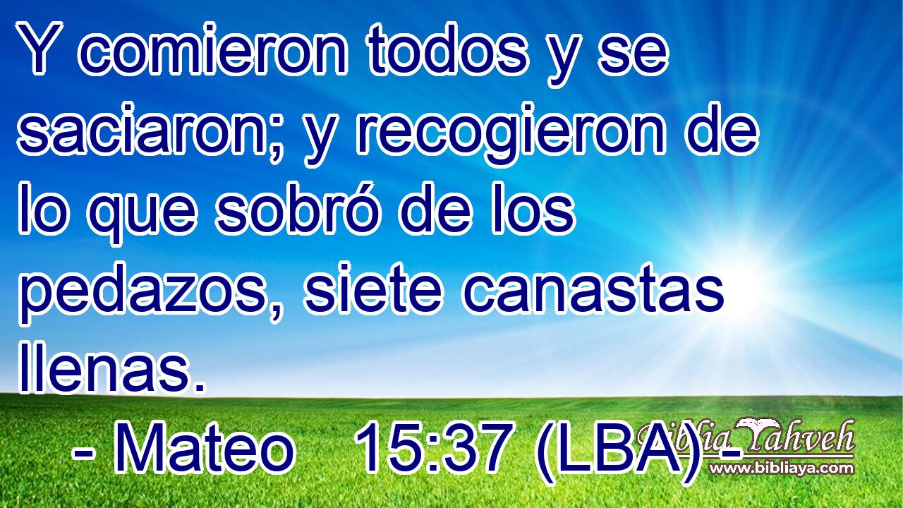 Y comieron todos y se saciaron; y recogieron de lo que sobró de los pedazos, siete canastas llenas.