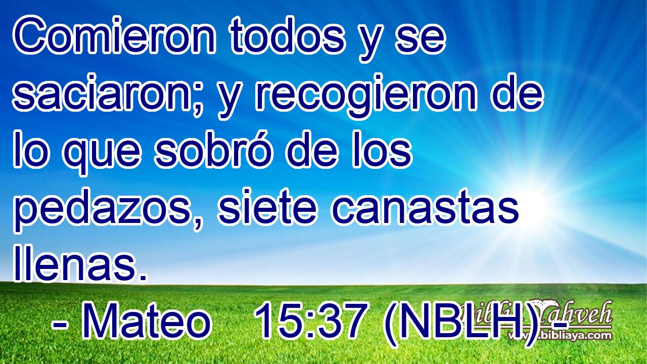  Comieron todos y se saciaron; y recogieron de lo que sobró de los pedazos, siete canastas llenas. 