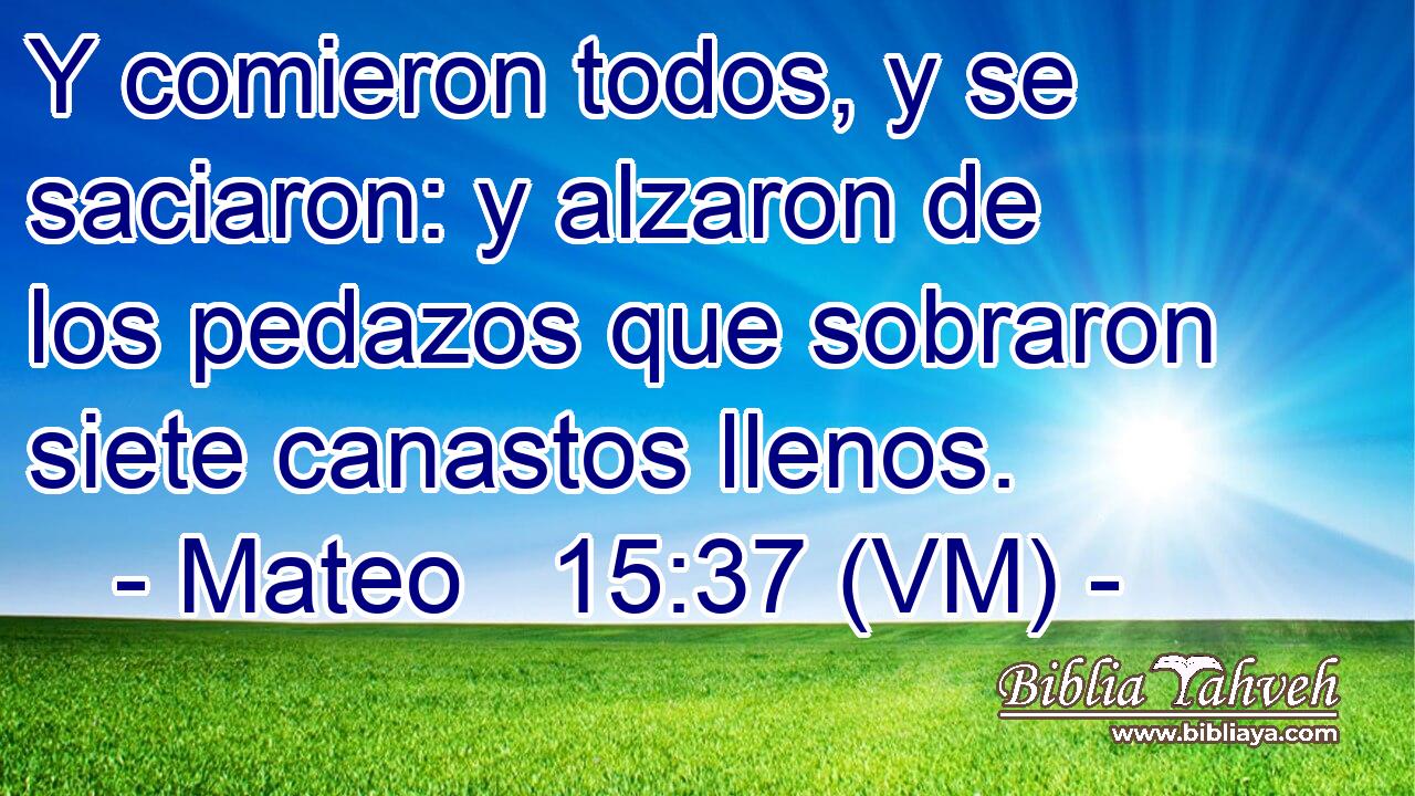  Y comieron todos, y se saciaron: y alzaron de los pedazos que sobraron siete canastos llenos. 