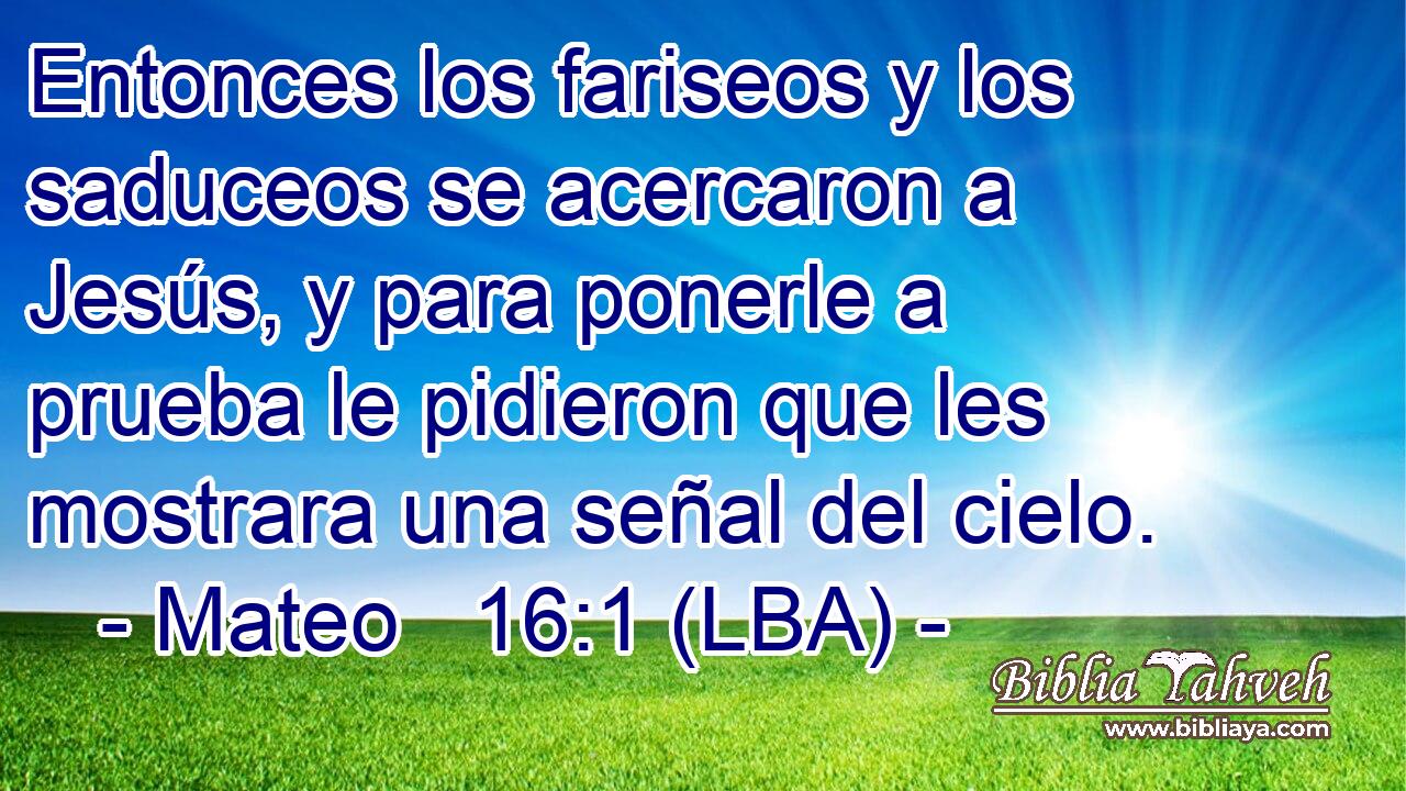 Entonces los fariseos y los saduceos se acercaron a Jesús, y para ponerle a prueba le pidieron que les mostrara una señal del cielo.