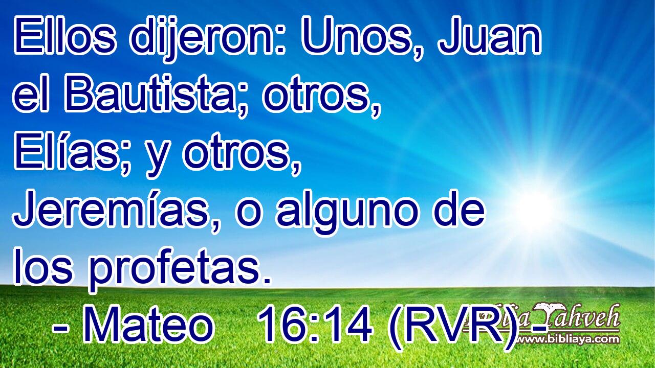 Ellos dijeron: Unos, Juan el Bautista; otros, Elías; y otros, Jeremías, o alguno de los profetas.