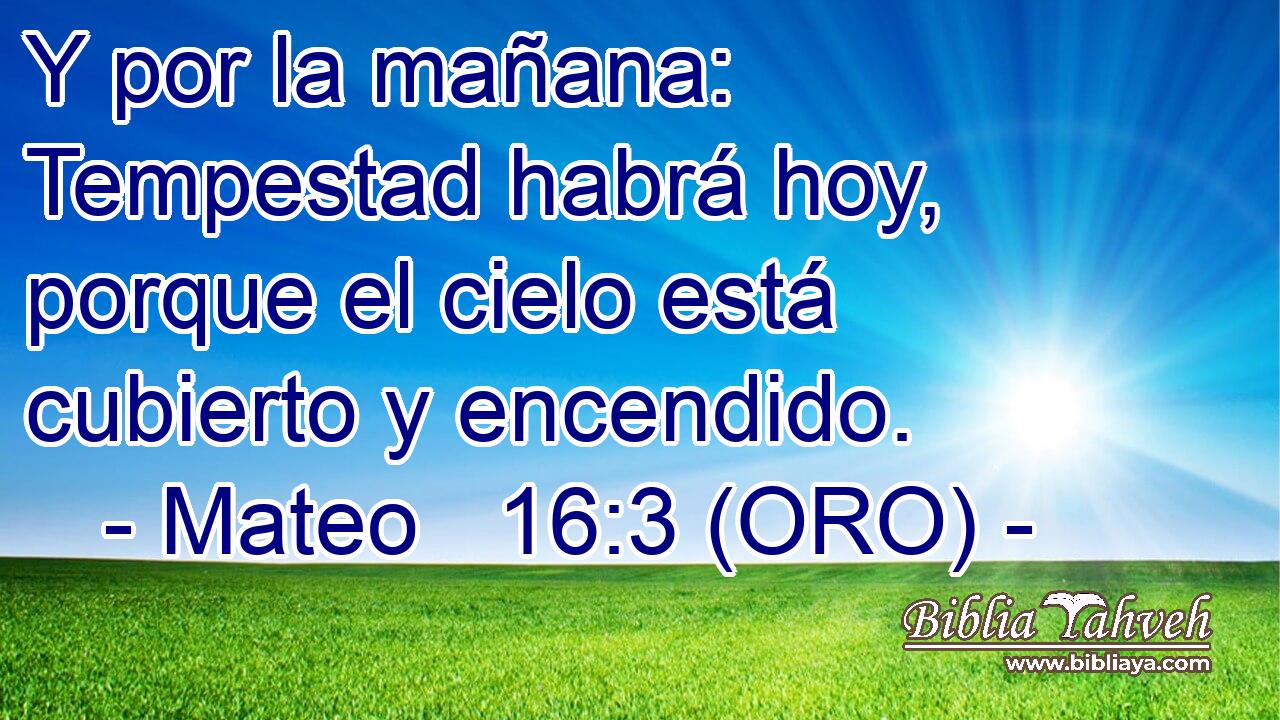  Y por la mañana: Tempestad habrá hoy, porque el cielo está cubierto y encendido. 