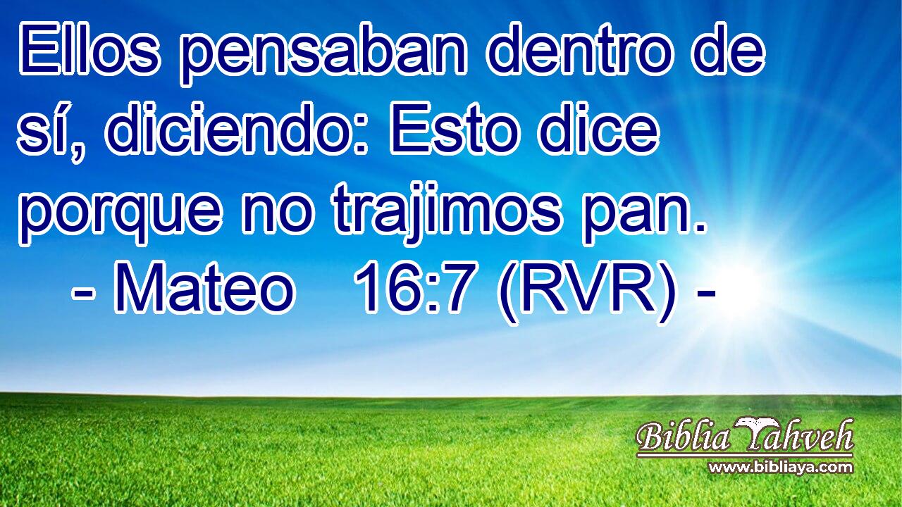 Ellos pensaban dentro de sí, diciendo: Esto dice porque no trajimos pan.