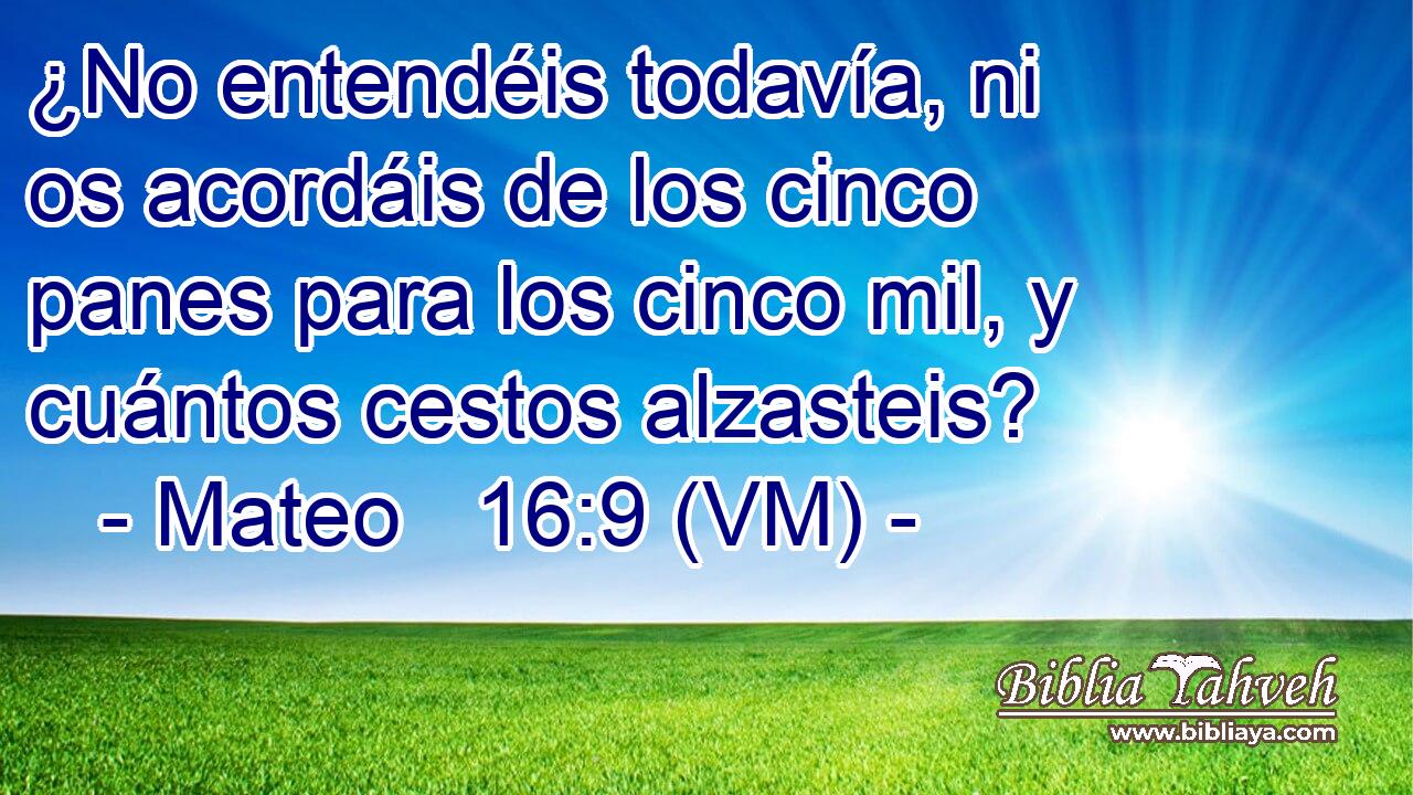  ¿No entendéis todavía, ni os acordáis de los cinco panes para los cinco mil, y cuántos cestos alzasteis? 