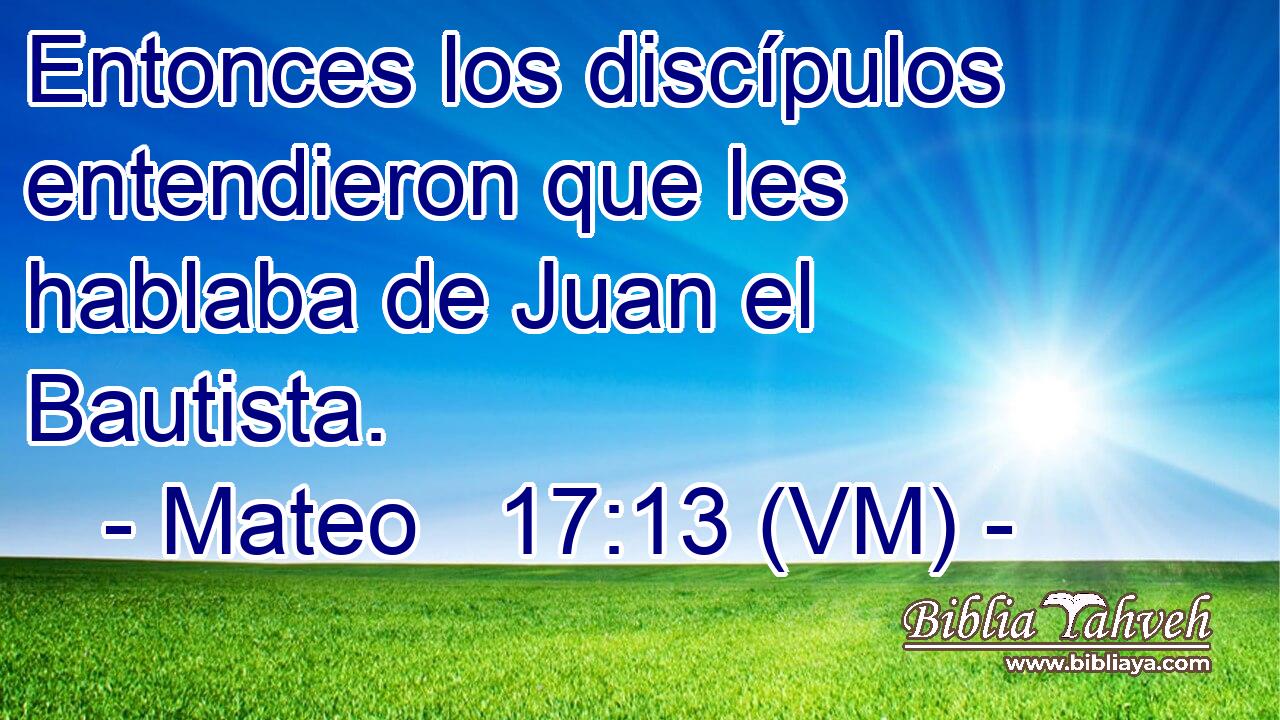  Entonces los discípulos entendieron que les hablaba de Juan el Bautista. 