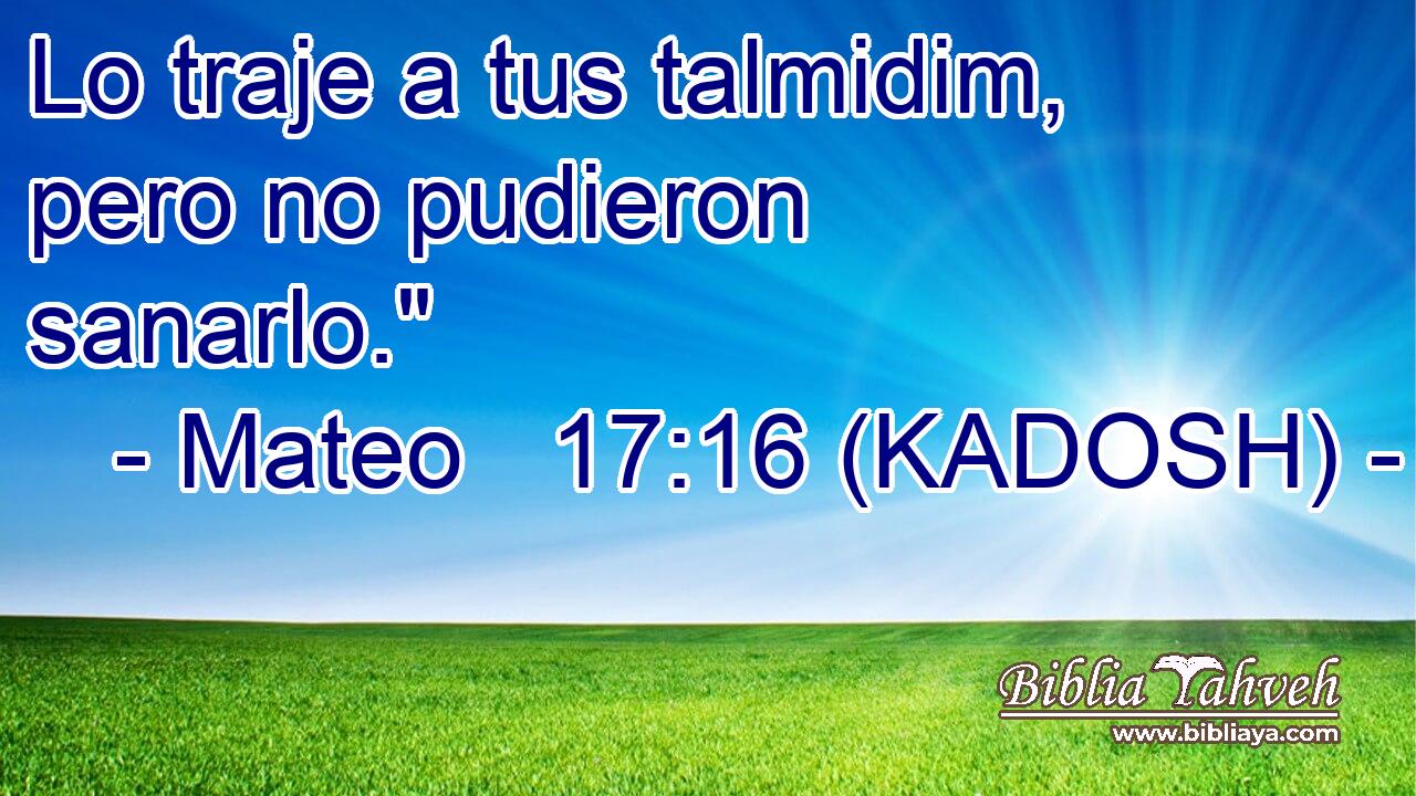  Lo traje a tus talmidim, pero no pudieron sanarlo.
