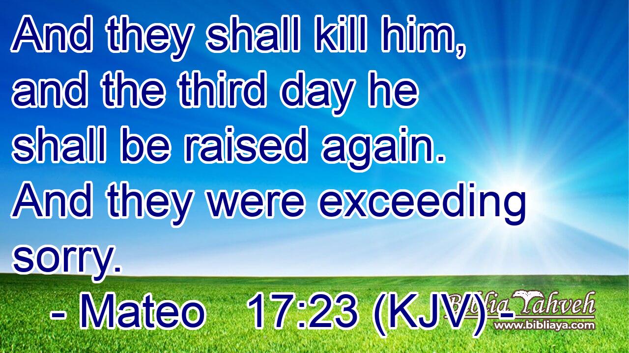 And they shall kill him, and the third day he shall be raised again. And they were exceeding sorry.