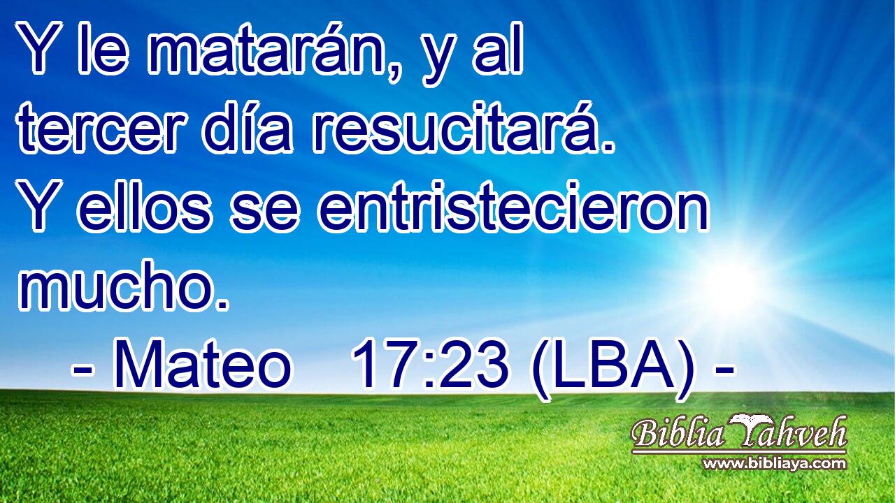 Y le matarán, y al tercer día resucitará. Y ellos se entristecieron mucho.