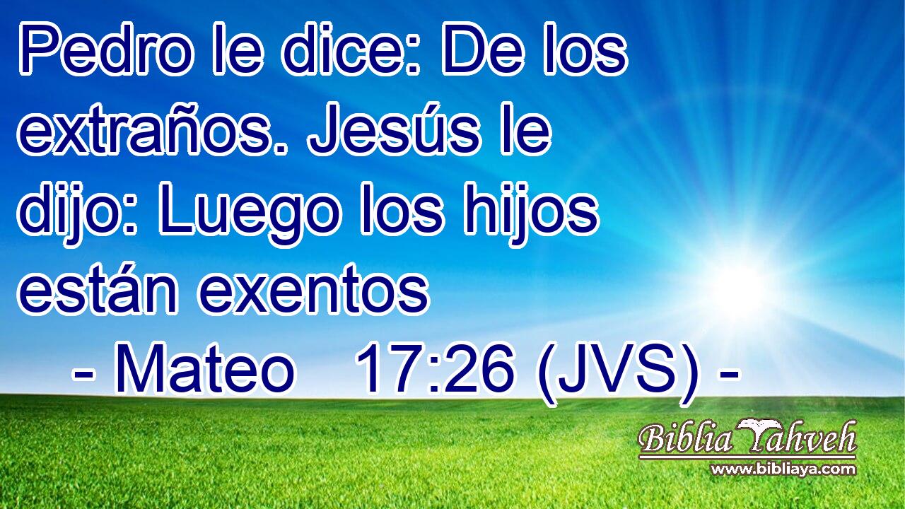 Pedro le dice: De los extraños. Jesús le dijo: Luego los hijos están exentos