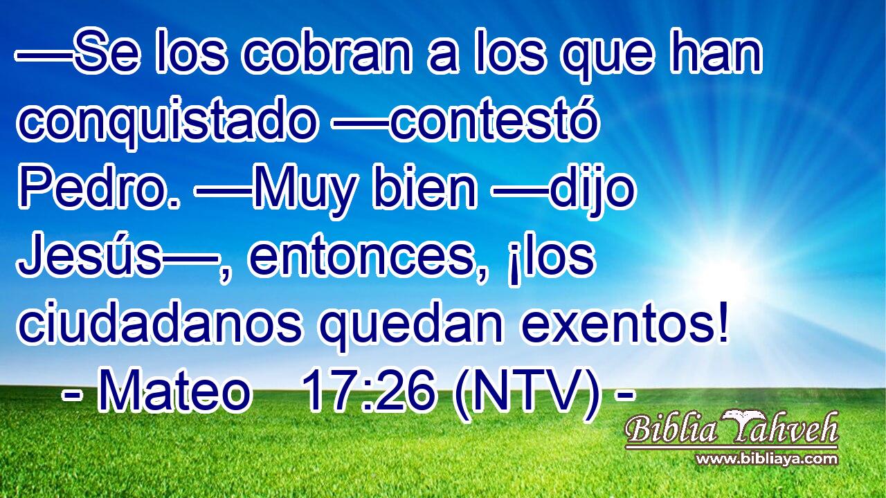 —Se los cobran a los que han conquistado —contestó Pedro. —Muy bien —dijo Jesús—, entonces, ¡los ciudadanos quedan exentos!
