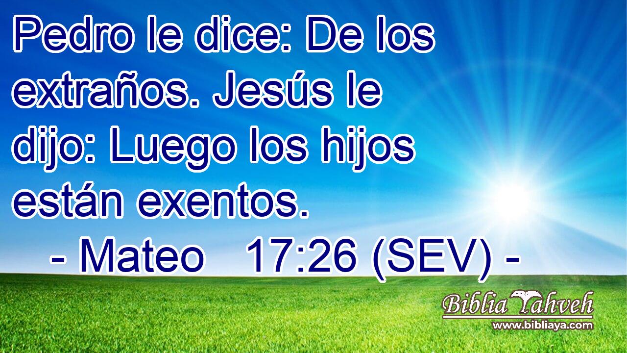 Pedro le dice: De los extraños. Jesús le dijo: Luego los hijos están exentos.