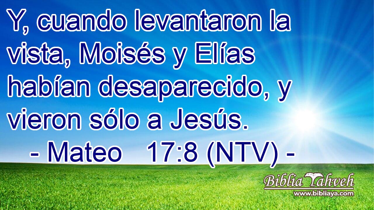 Y, cuando levantaron la vista, Moisés y Elías habían desaparecido, y vieron sólo a Jesús.