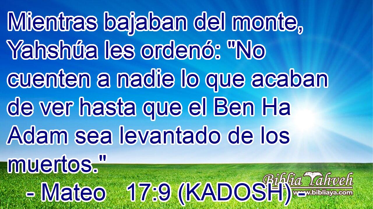  Mientras bajaban del monte, Yahshúa les ordenó: 