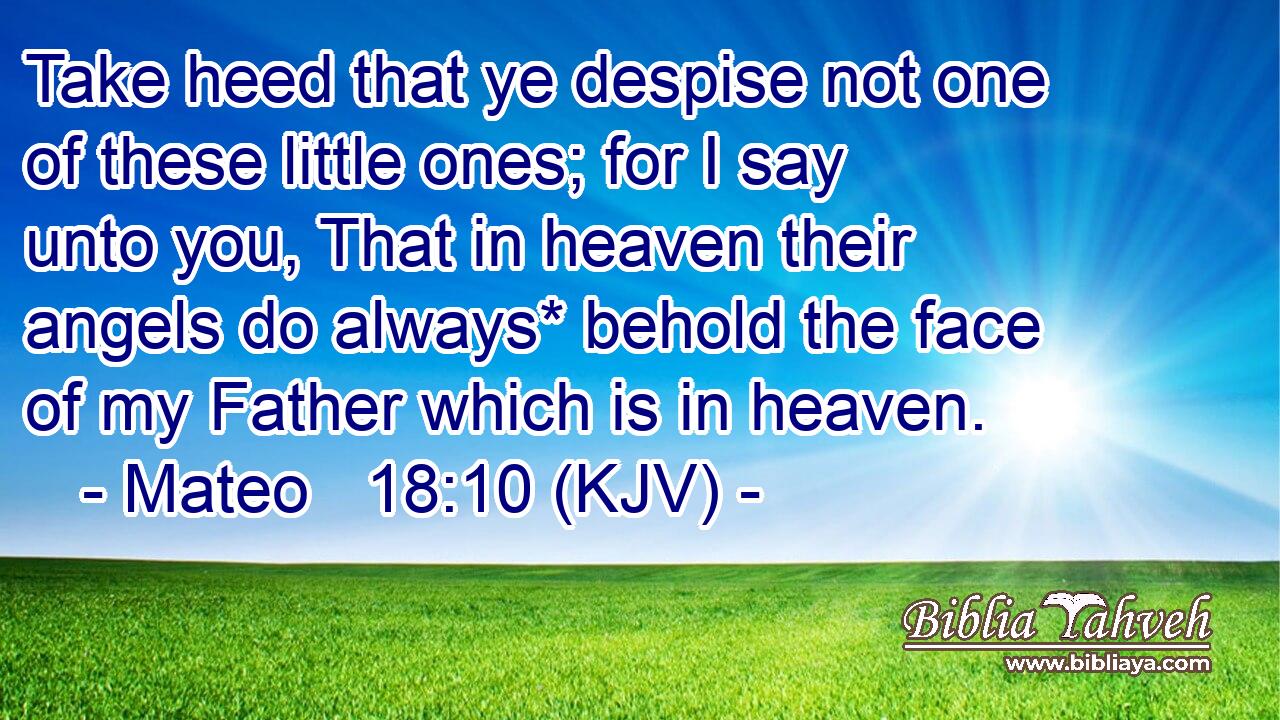 Take heed that ye despise not one of these little ones; for I say unto you, That in heaven their angels do always* behold the face of my Father which is in heaven.