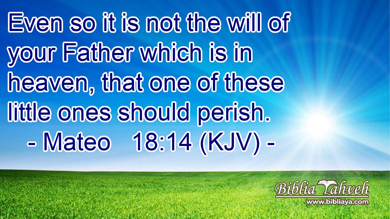 Even so it is not the will of your Father which is in heaven, that one of these little ones should perish.