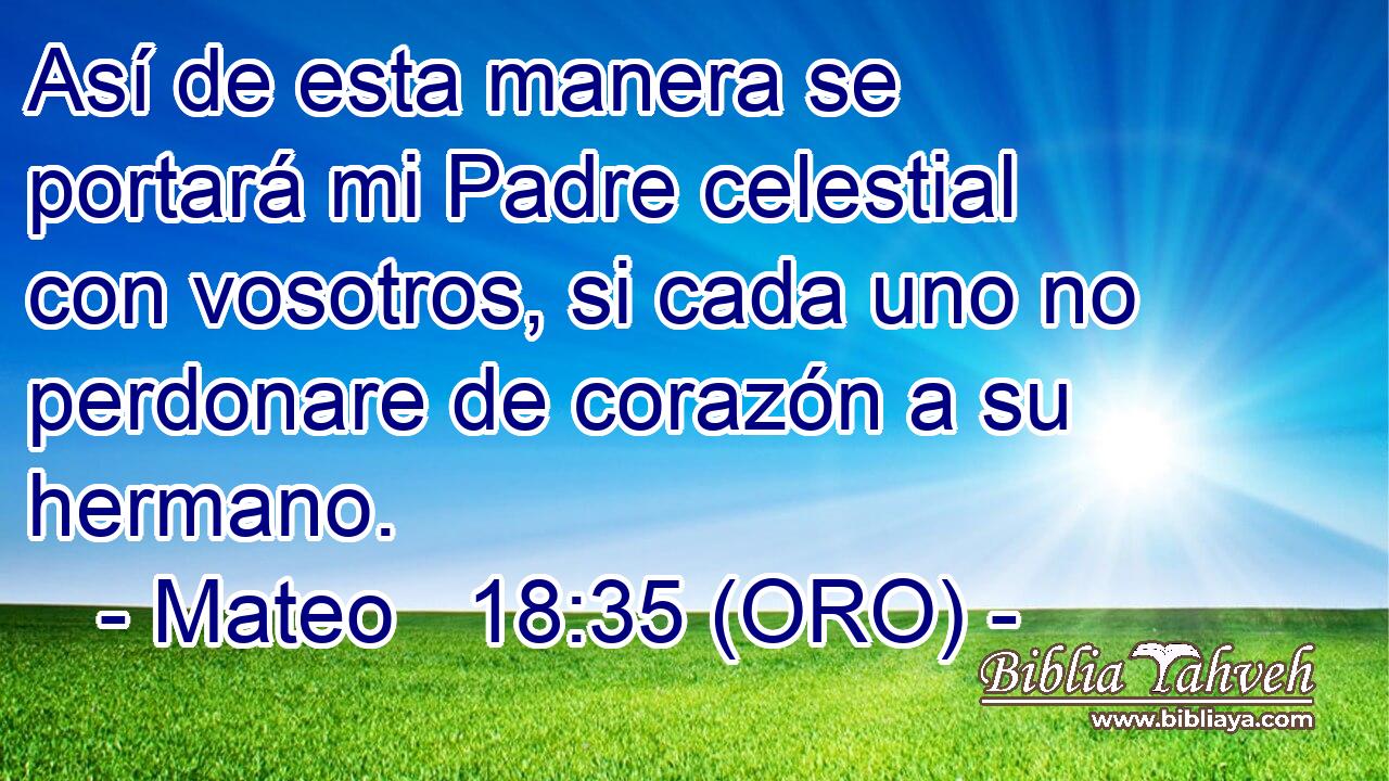  Así de esta manera se portará mi Padre celestial con vosotros, si cada uno no perdonare de corazón a su hermano. 