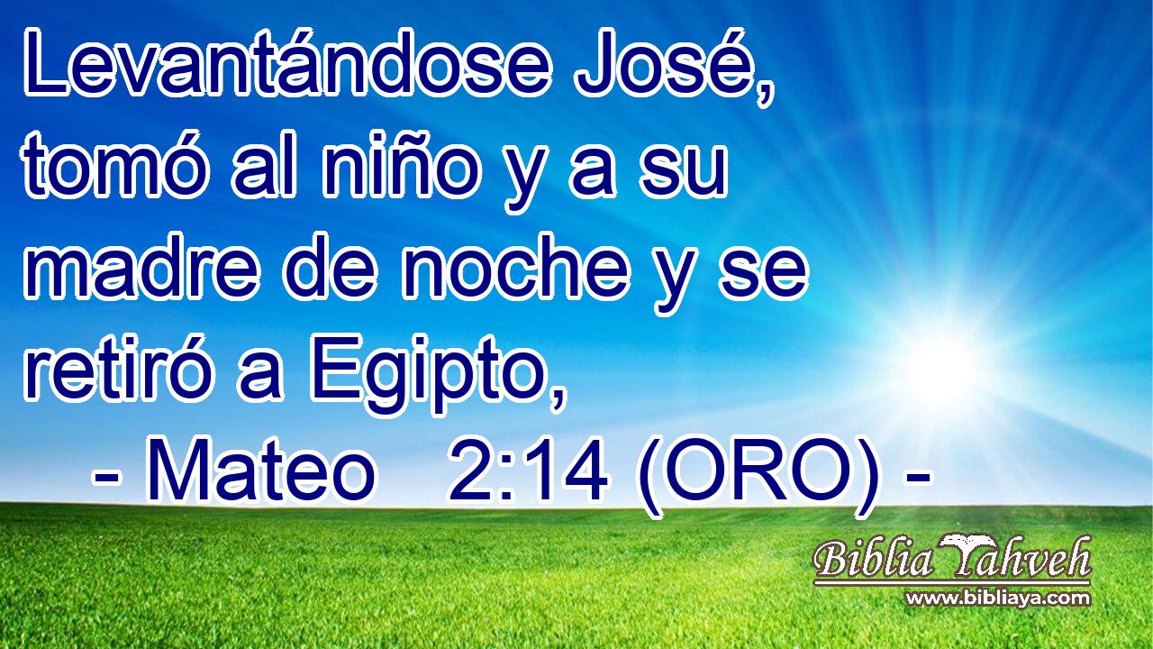  Levantándose José, tomó al niño y a su madre de noche y se retiró a Egipto, 
