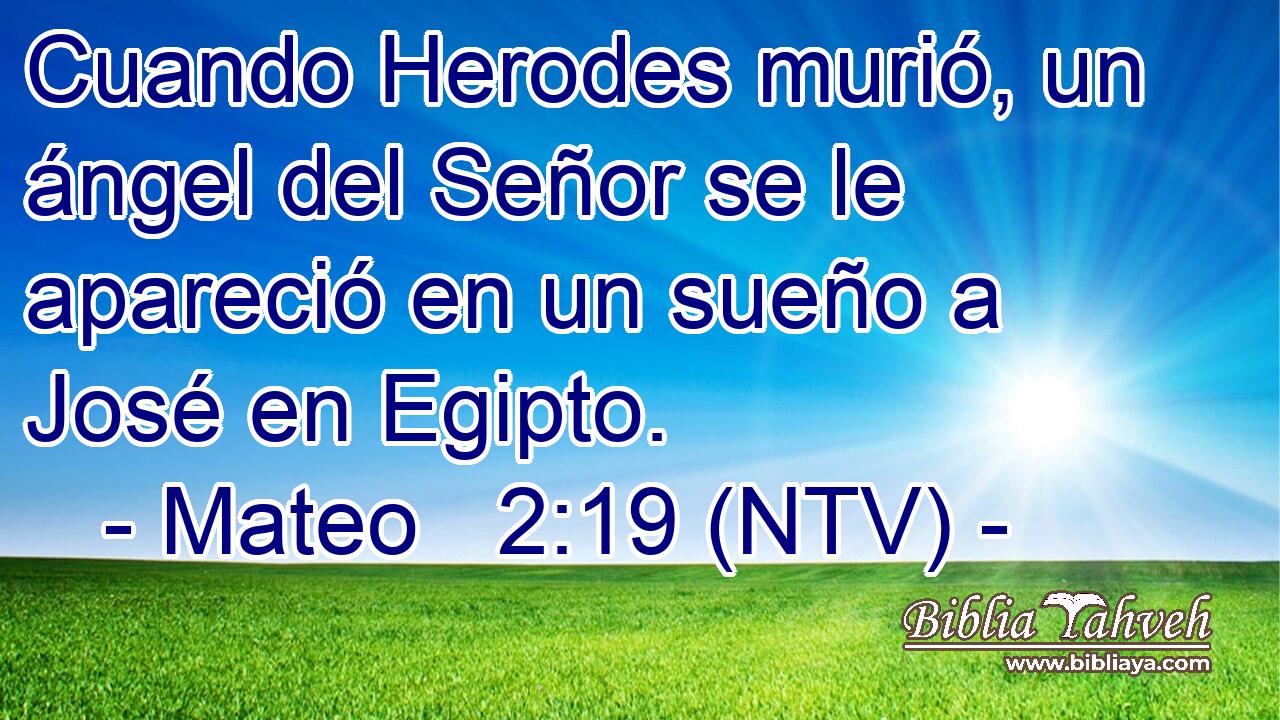 Cuando Herodes murió, un ángel del Señor se le apareció en un sueño a José en Egipto.