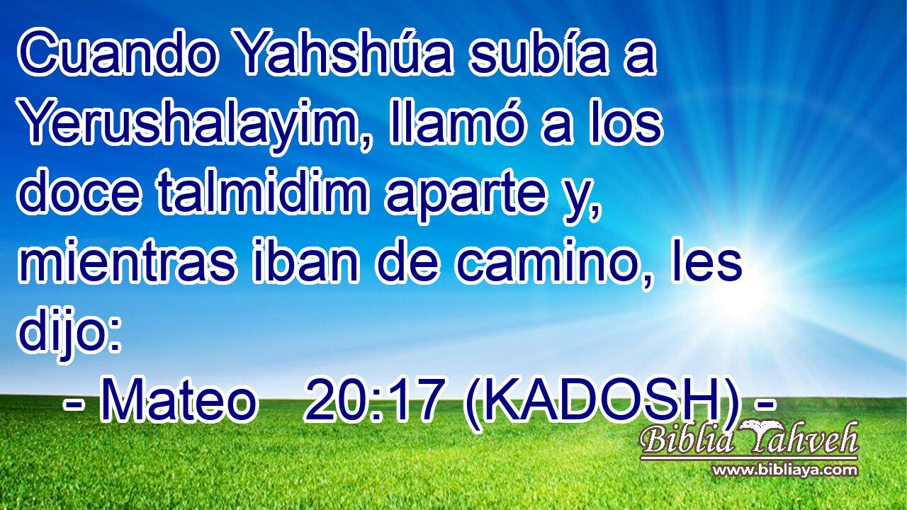  Cuando Yahshúa subía a Yerushalayim, llamó a los doce talmidim aparte y, mientras iban de camino, les dijo: 