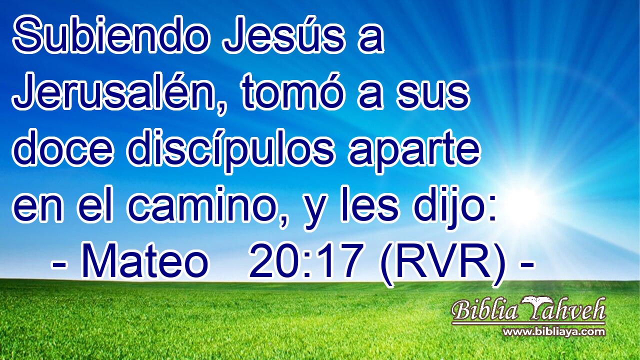Subiendo Jesús a Jerusalén, tomó a sus doce discípulos aparte en el camino, y les dijo: