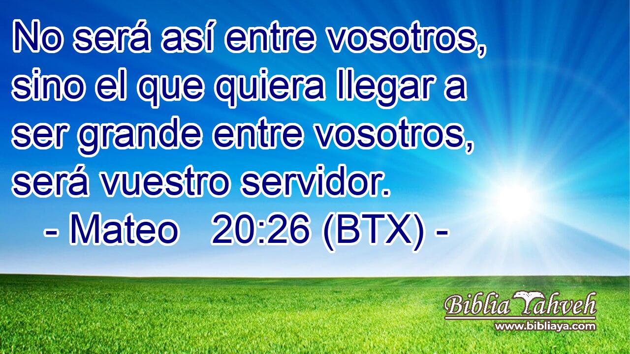 No será así entre vosotros, sino el que quiera llegar a ser grande entre vosotros, será vuestro servidor.