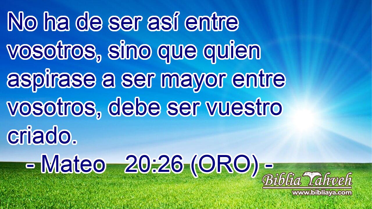  No ha de ser así entre vosotros, sino que quien aspirase a ser mayor entre vosotros, debe ser vuestro criado. 