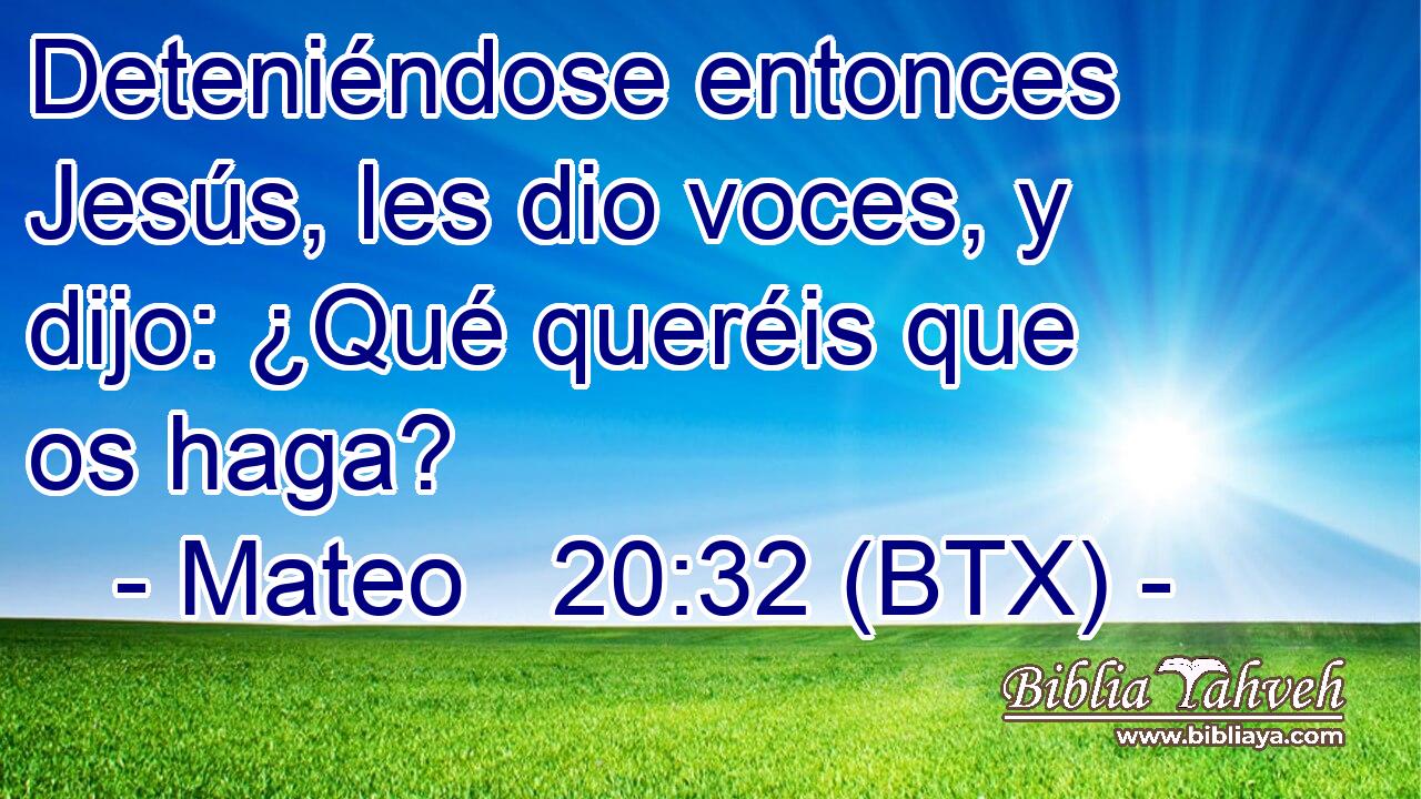 Deteniéndose entonces Jesús, les dio voces, y dijo: ¿Qué queréis que os haga?