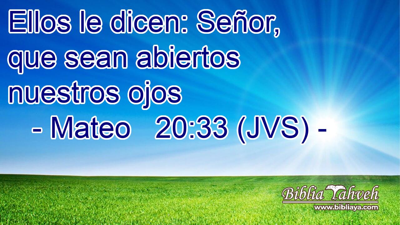 Ellos le dicen: Señor, que sean abiertos nuestros ojos